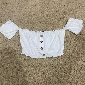 SHEIN White Off Shoulder Crop Top Size Small